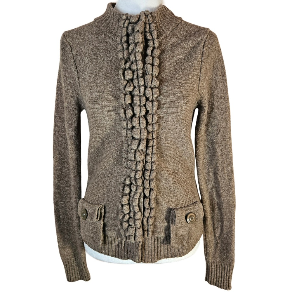 Moth Anthropologie Floating Sparks Wool Cardigan Women Small Ruffle Cottagecore
